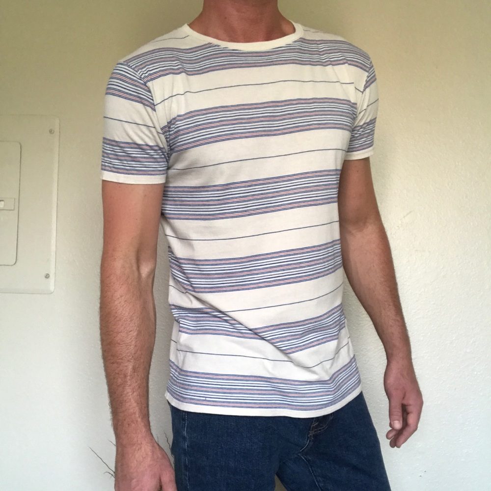 Striped Short Sleeve Tee - White and Blue